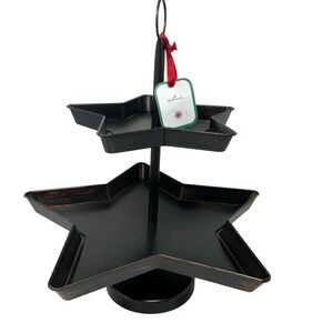 Hallmark 2 Tier Metal Star Shaped Decorative Tray Distressed‎ Farmhouse Holiday